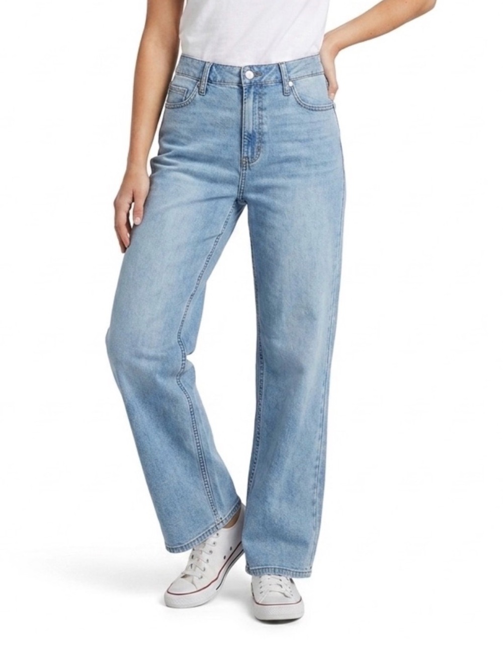 OAT New York Cloud Luxe Light Blue High-Rise Straight Leg Women's Jeans